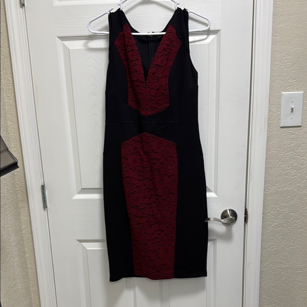 Elegant Black and Red Lace Dress